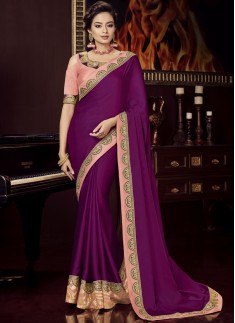 Designer Soft Silk Saree With Contrast Blouse Piece