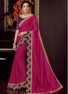 Designer Soft Silk Saree With Contrast Blouse Piece