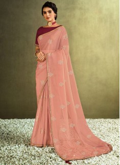 Designer Tissue Fabric saree with Contrast Blouse Piece