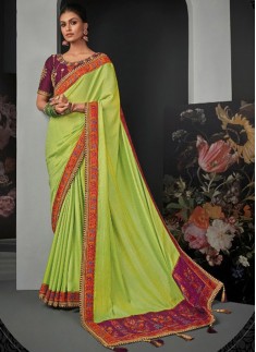 Designer weaving border saree with Fancy Blouse Piece