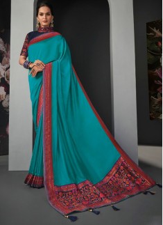 Designer weaving border saree with Fancy Blouse Piece