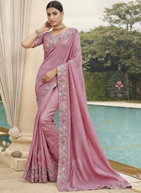 Different Cut Work Border Soft Silk Saree With Heavy Blouse Piece