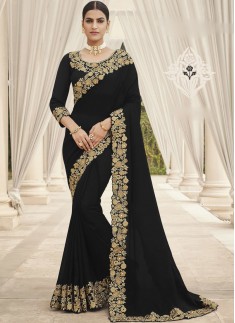 Different Cut Work Border Soft Silk Saree With Heavy Blouse Piece