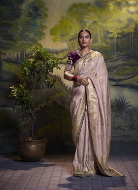 Dusty Rose Woven Silk Classic Saree