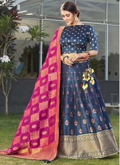 Elegant Banarasi Silk Lehenga Choli With Contrast Dupatta