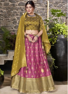 Elegant Banarasi Silk Lehenga Choli With Contrast Dupatta