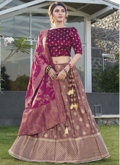 Elegant Banarasi Silk Lehenga Choli With Contrast Dupatta