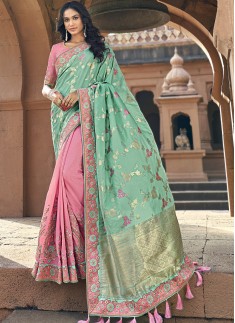 Elegant Look Banarasi Silk Saree With Heavy Blouse Piece