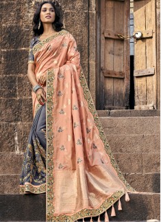 Elegant Look Banarasi Silk Saree With Heavy Blouse Piece
