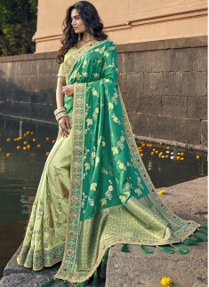 Elegant Look Banarasi Silk Saree With Heavy Blouse Piece