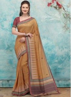 Elegant Look Silk Saree With Contrast Blouse Piece