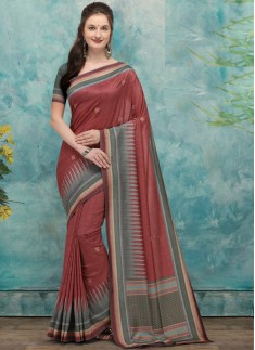 Elegant Look Silk Saree With Contrast Blouse Piece