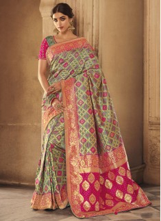 Elegant Soft Silk Saree With Weaving And Contrast Heavy Work Blouse Piece