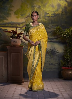 Elegant Yellow Silk Wedding Saree