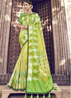 Exclusive Heavy Work Blouse Piece Saree In Top Dyed Silk Fabric