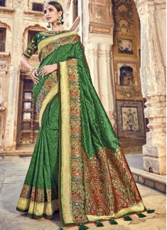 Exclusive Heavy Work Blouse Piece Saree In Top Dyed Silk Fabric