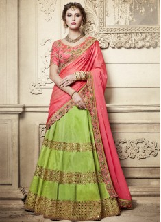 Exclusive Mirror And Jhari Work Lehenga Choli With Contrast Georgette Dupatta