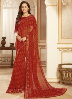 Exclusive Printed Saree With Lace Border