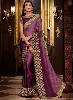 Exclusive Shaded Saree With Contrast Blouse Piece