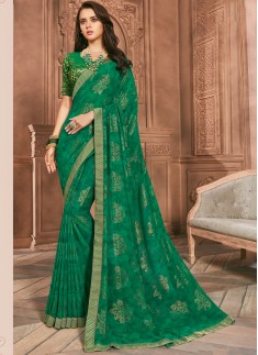 Fancy Foil Print Casual Wear Saree With Lace Border