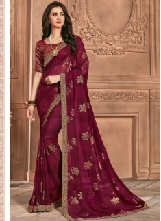 Fancy Foil Print Casual Wear Saree With Lace Border