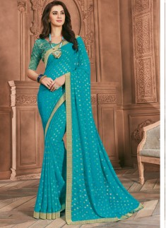 Fancy Foil Print Casual Wear Saree With Lace Border
