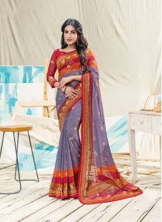 Fancy Foil Print With Skirt Border Style Saree