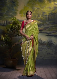 Festive Light Green Weaving Designer Saree