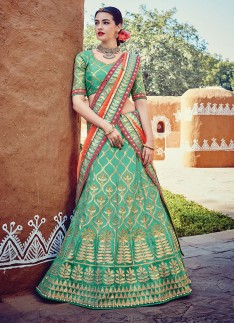 Genius Raw Silk Patch Border Work A Line Lehenga Choli