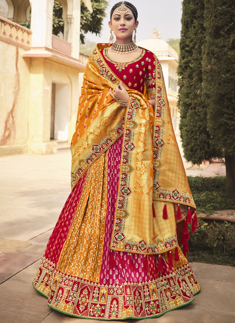 Glorious Lehenga Choli With Decent Work And Contrast Work Border Dupatta