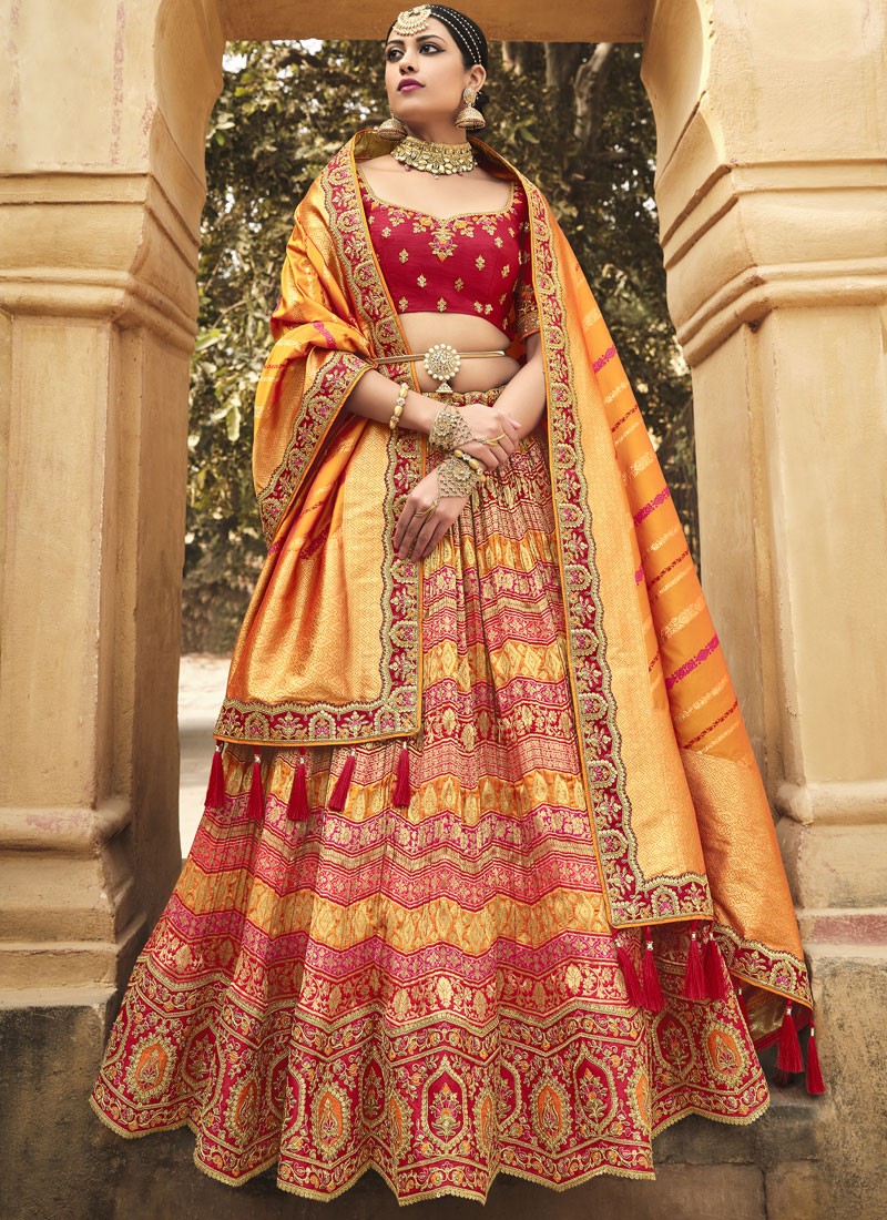 Glorious Lehenga Choli With Decent Work And Contrast Work Border Dupatta