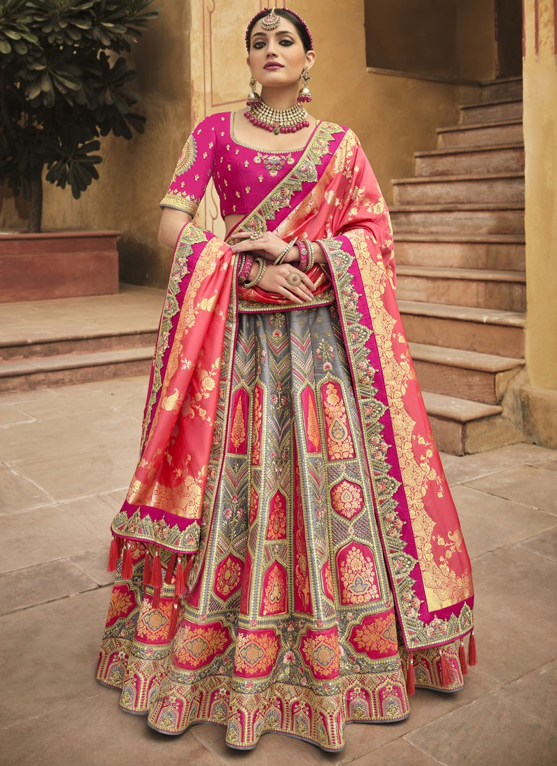 Glorious Lehenga Choli With Decent Work And Contrast Work Border Dupatta