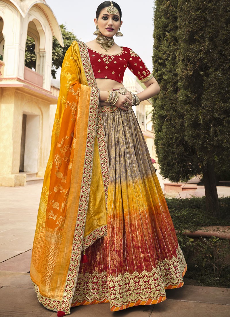 Glorious Lehenga Choli With Decent Work And Contrast Work Border Dupatta