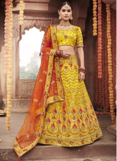 Gorgeous Lehenga Choli In Unique Work Including Contrast Net Dupatta