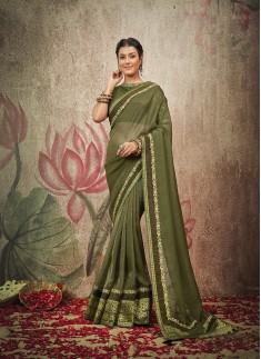 Green Organza & Net Contemporary Saree