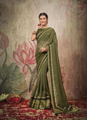 Green Organza & Net Contemporary Saree