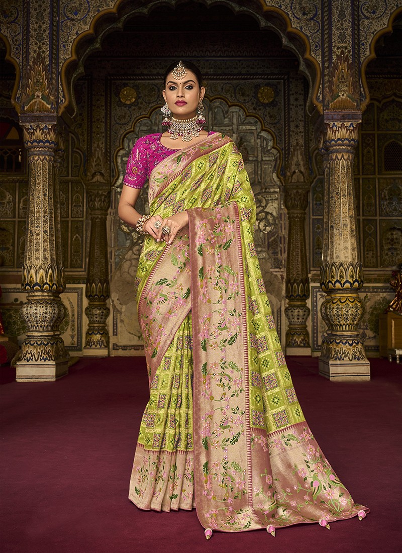 Green Silk Weaving Saree