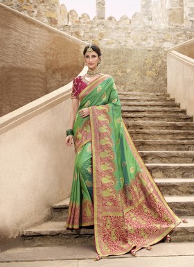 Green Woven Traditional Gaji Silk Saree