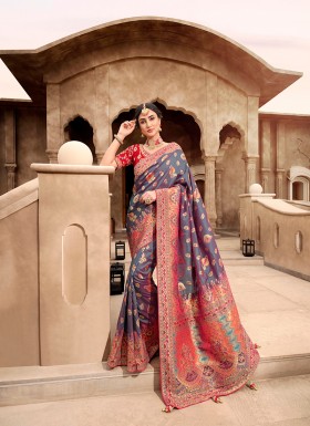 Grey Gaji Silk Contemporary Saree