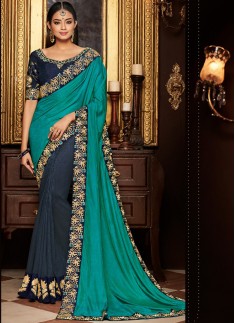 Half N Half Saree With Contrast Blouse Piece