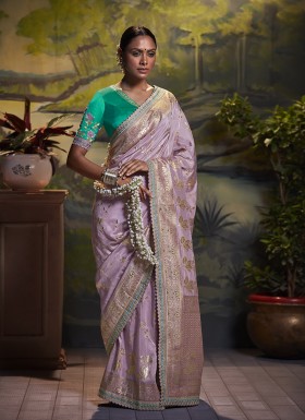 Light Purple Traditional Designer Silk Saree