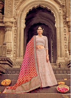 Lucknowi Work Georgette Trendy Lehenga Choli In Pi