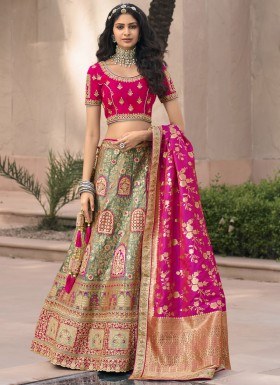 Luxurious Lehenga Choli In Banarasi Silk With Elegant Design Work
