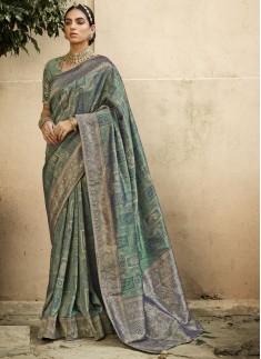 Magnificent Soft Banarasi Silk Fabric Saree With Contrast Heavy Work Blouse Piece