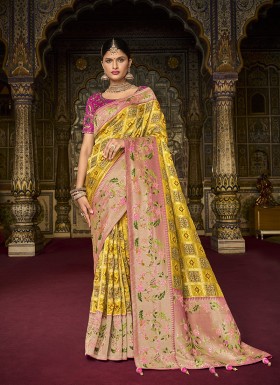 Modernistic Yellow Handwork Trendy Saree