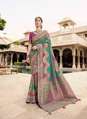 Multi Color Designer Silk Woven Saree