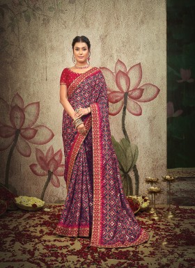 Multi Color Patola Satin Silk Designer Saree