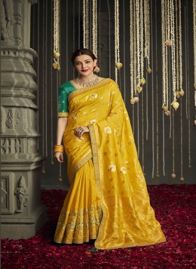 Mustard Yellow Art Silk Saree For Women