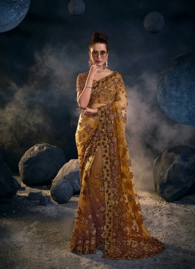 MUSTERD  DEGITAL NET SAREE