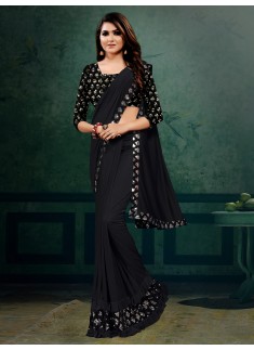 Party Wear Butterfly Pallu saree With Contrast Heavy Sequin Work Blouse Piece